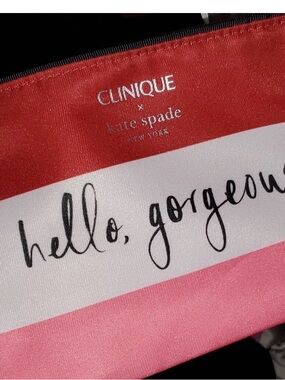 kate spade Pink and White Striped Cosmetic Pouch - Clinique Collaboration